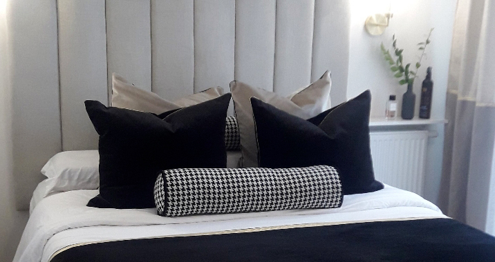 Projet client d'une parure de lit avec un ensemble de coussins
